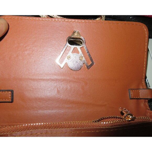 VALENTINO Orlandi Italian Leather Guitar Strap Crossbody Logo Embossed Wallet - Picture 7 of 10